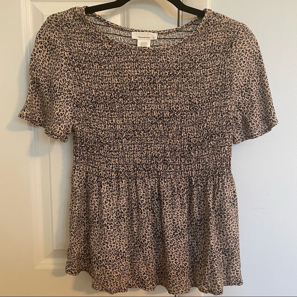 URBAN Romantics Women's Leopard Peplum Top